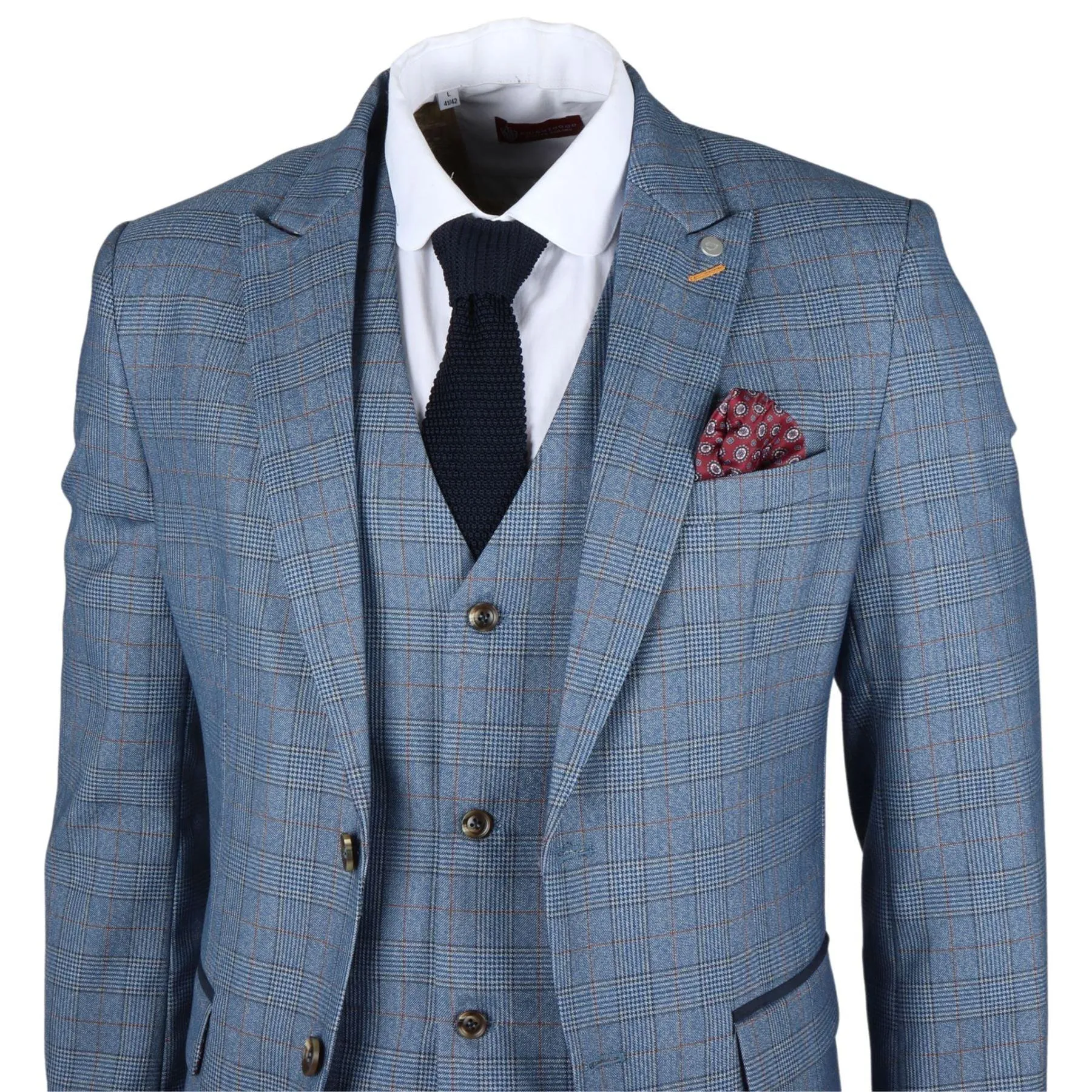 Men's Blazer Blue Checked Classic Sport Coat Plaid Tailored Fit