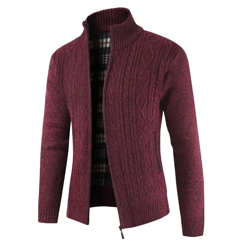 Men's Casual Full Zip Thick Knitted Sweater