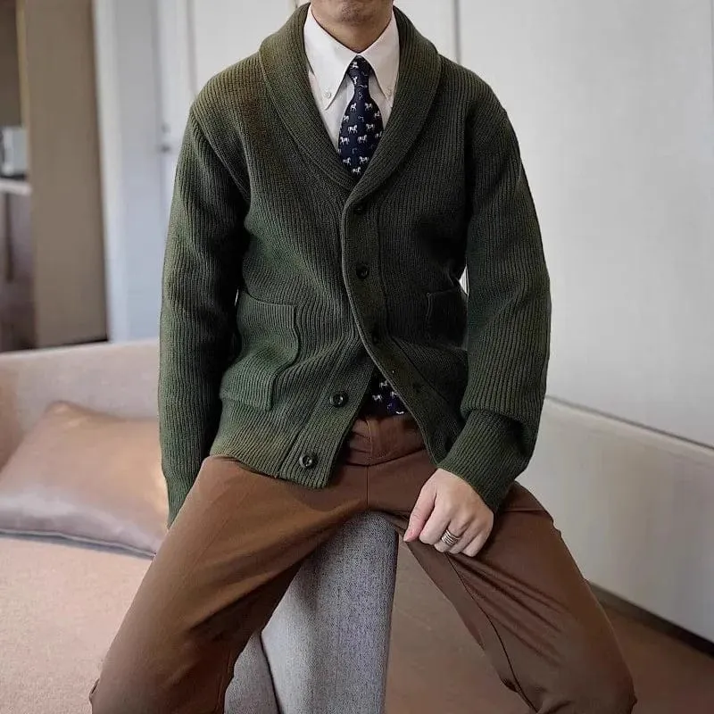 Men's Vintage Button-Up Lapel Sweater – Autumn Winter Long Sleeve Casual Outdoor Knitwear