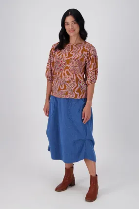 Milwaukee Foundry Skirt Mid Wash Blue in Textured Cotton