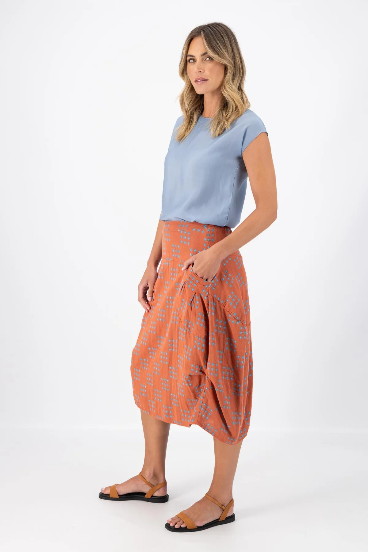 Milwaukee Network Orange Skirt in Woven Cotton | Pre-Order