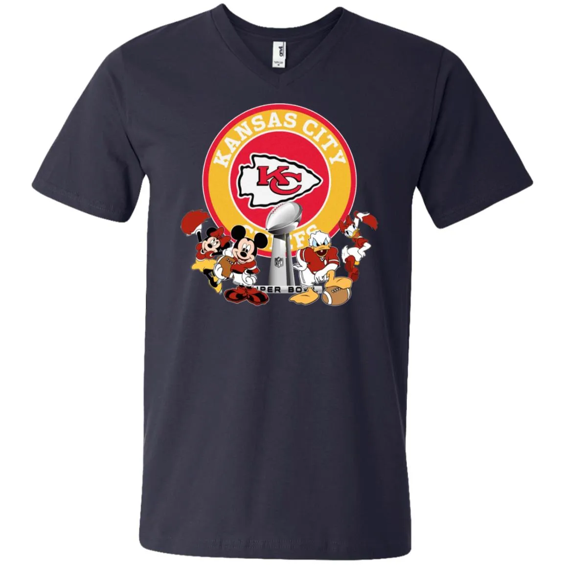 Nfl – Kansas City Chiefs Super Bowl 2019 Mickey Mouse Minnie Mouse Donald Duck Daisy Duck Football Men V-Neck T-Shirt