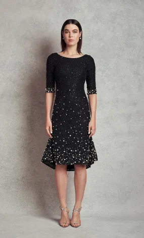 Nicole Cocktail Dress - Black / Off White Pearls (V1-C1)