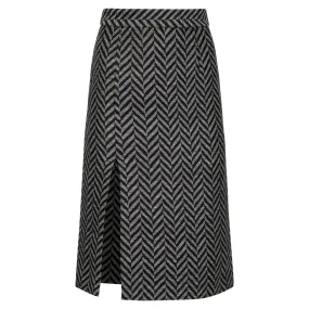 Paloma Herringbone Wool Skirt - Bianco/Nero