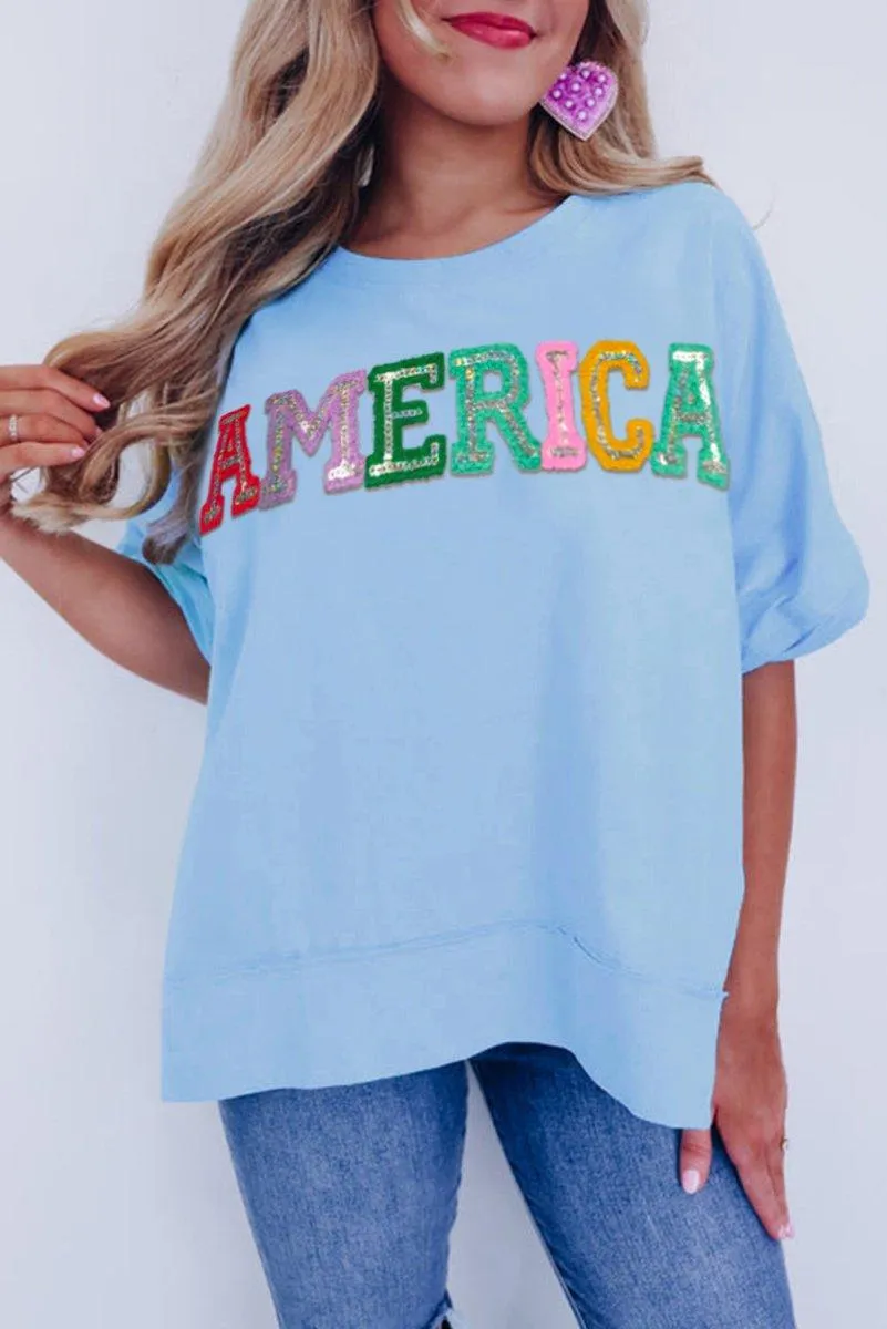 Pastel Sparkle America Graphic T-shirt