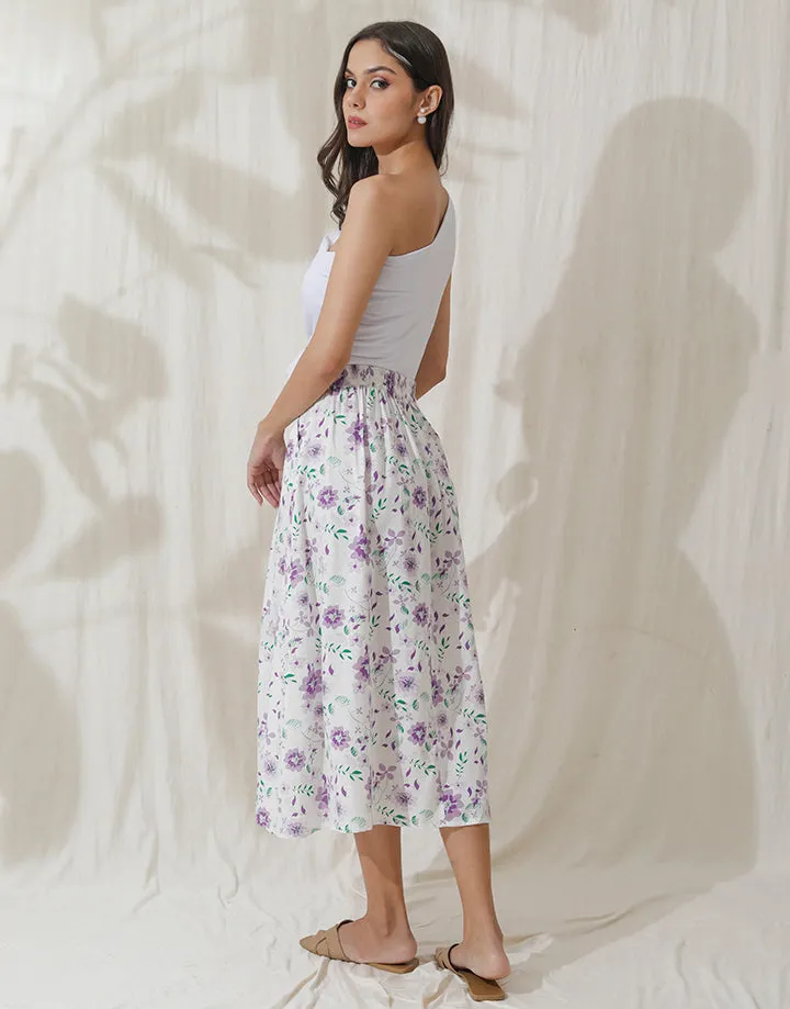 Pleated Flared Skirt with Side Pockets