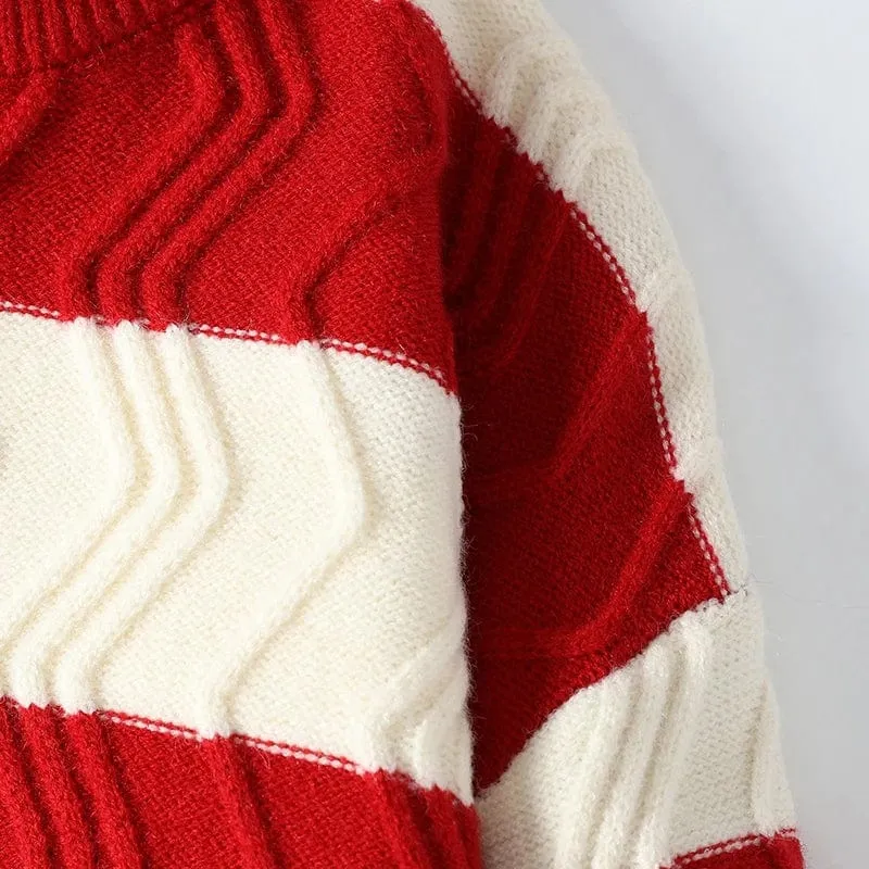 Premium Striped Men's Pullover - Thick, Warm, and Comfortably Loose Sweater