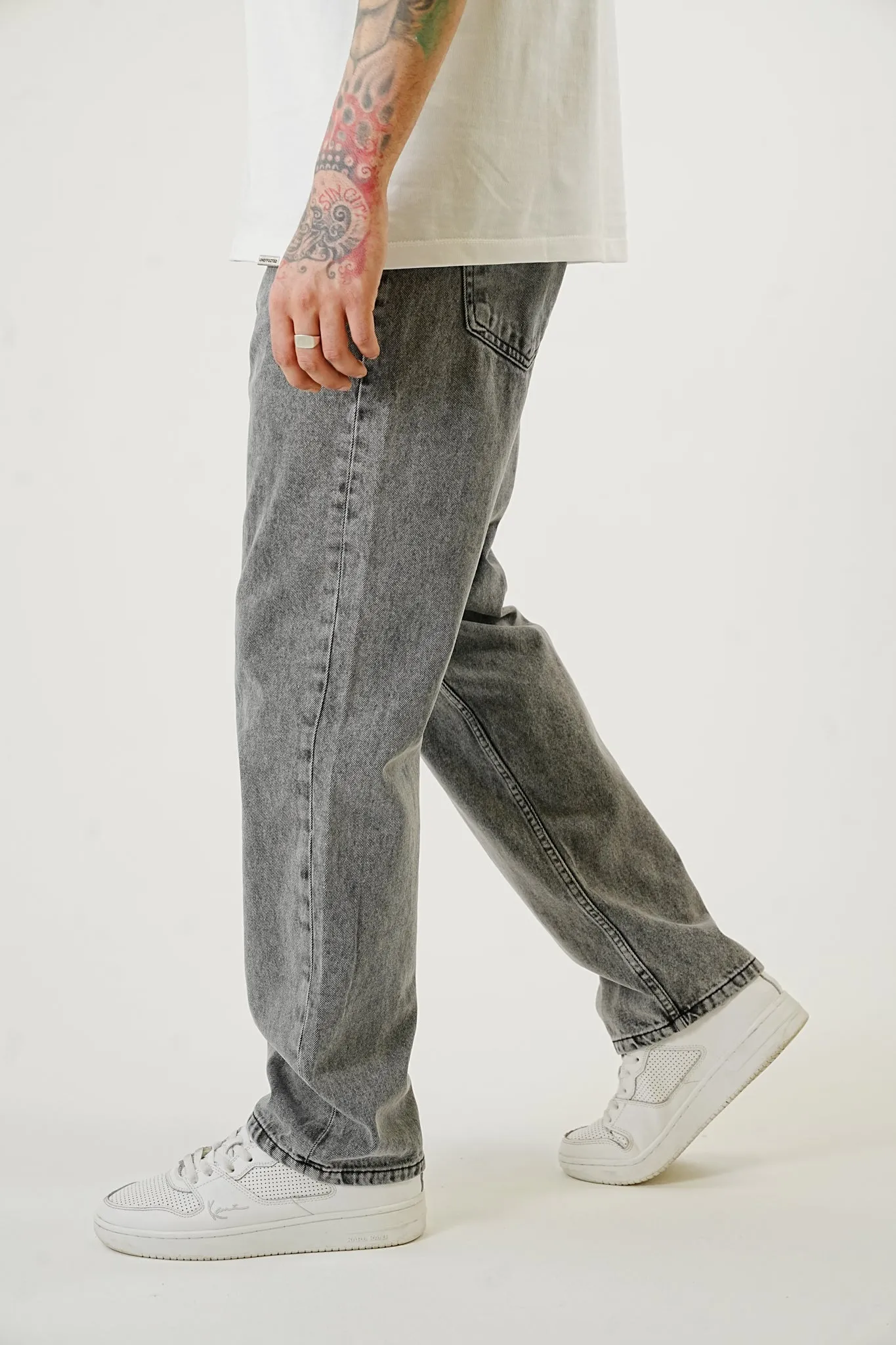 Premium Wide Basic Grey Jeans