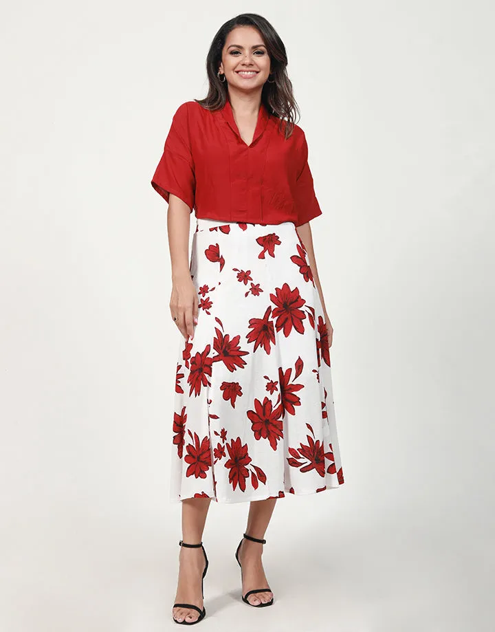 Printed 8 Piece Flared Midi Skirt