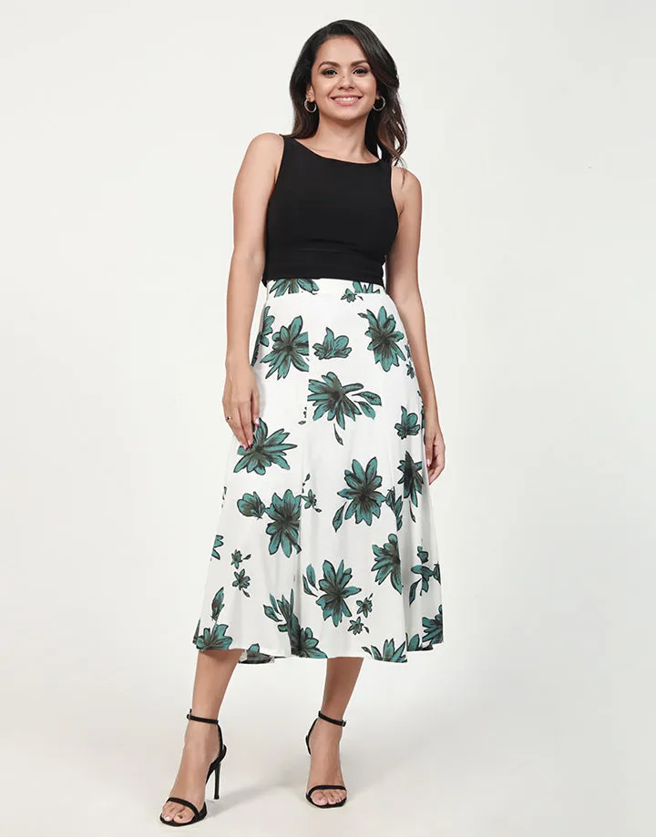 Printed 8 Piece Flared Midi Skirt