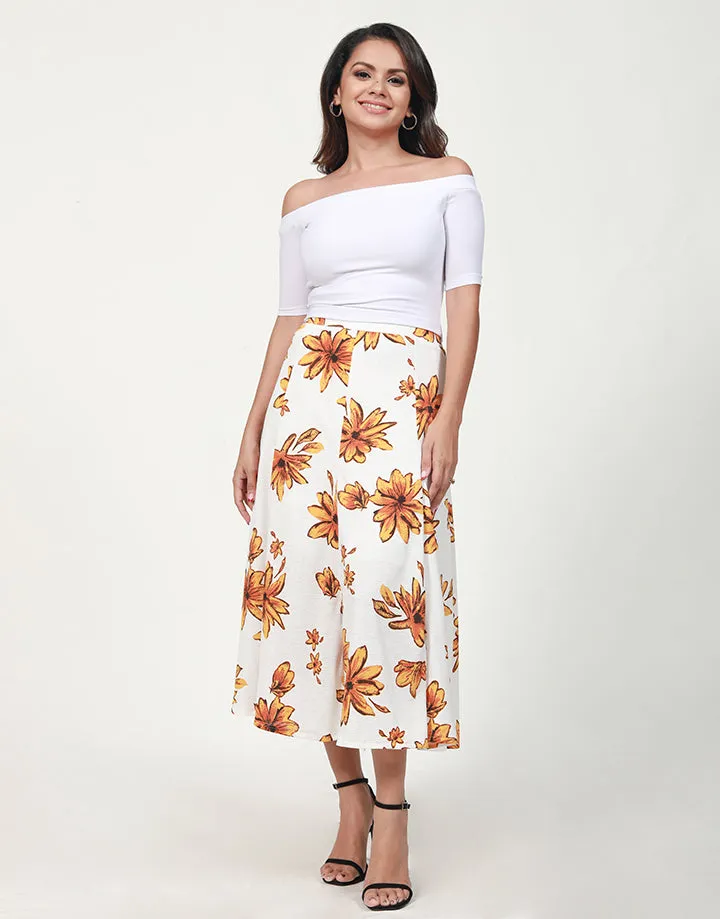 Printed 8 Piece Flared Midi Skirt