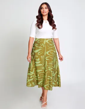 Printed Maxi Skirt with Waist Band