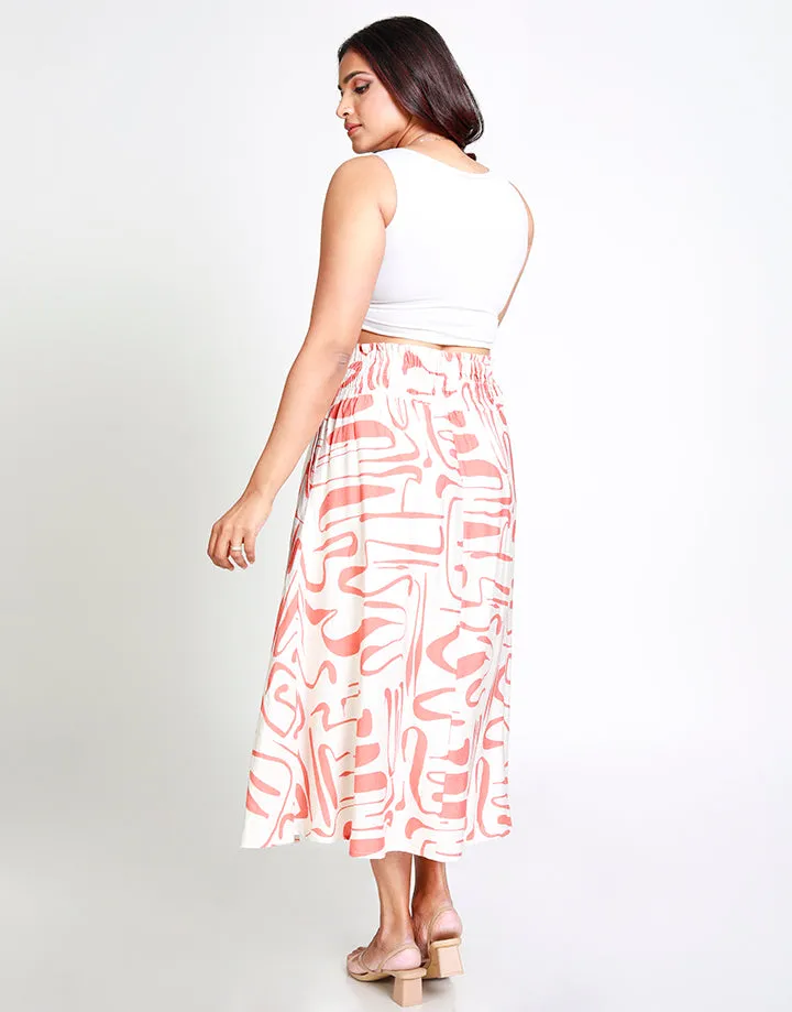 Printed Maxi Skirt with Waist Band