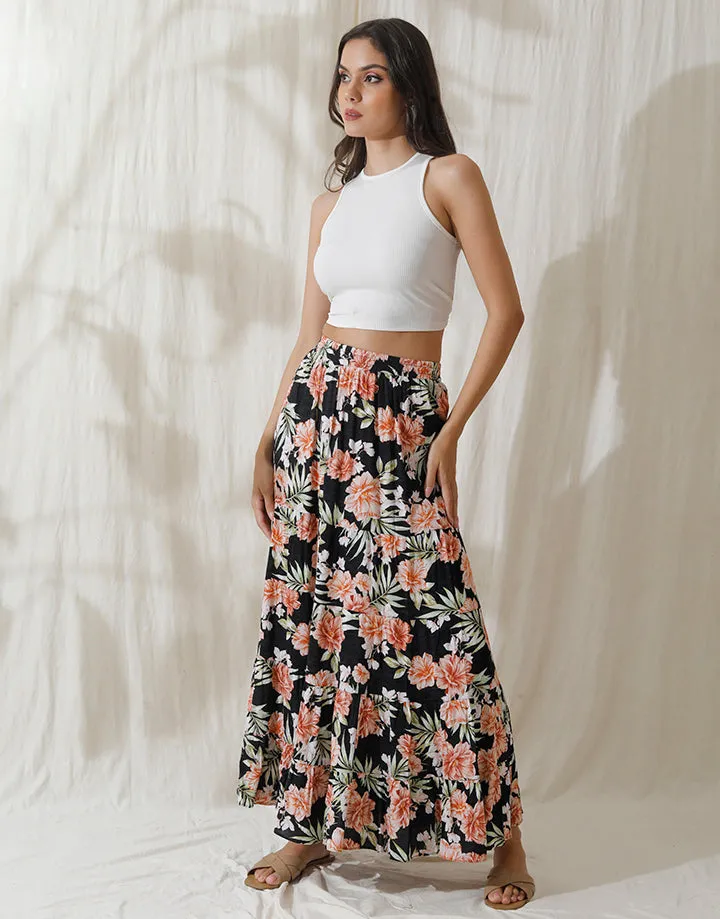 Printed Tiered Skirt