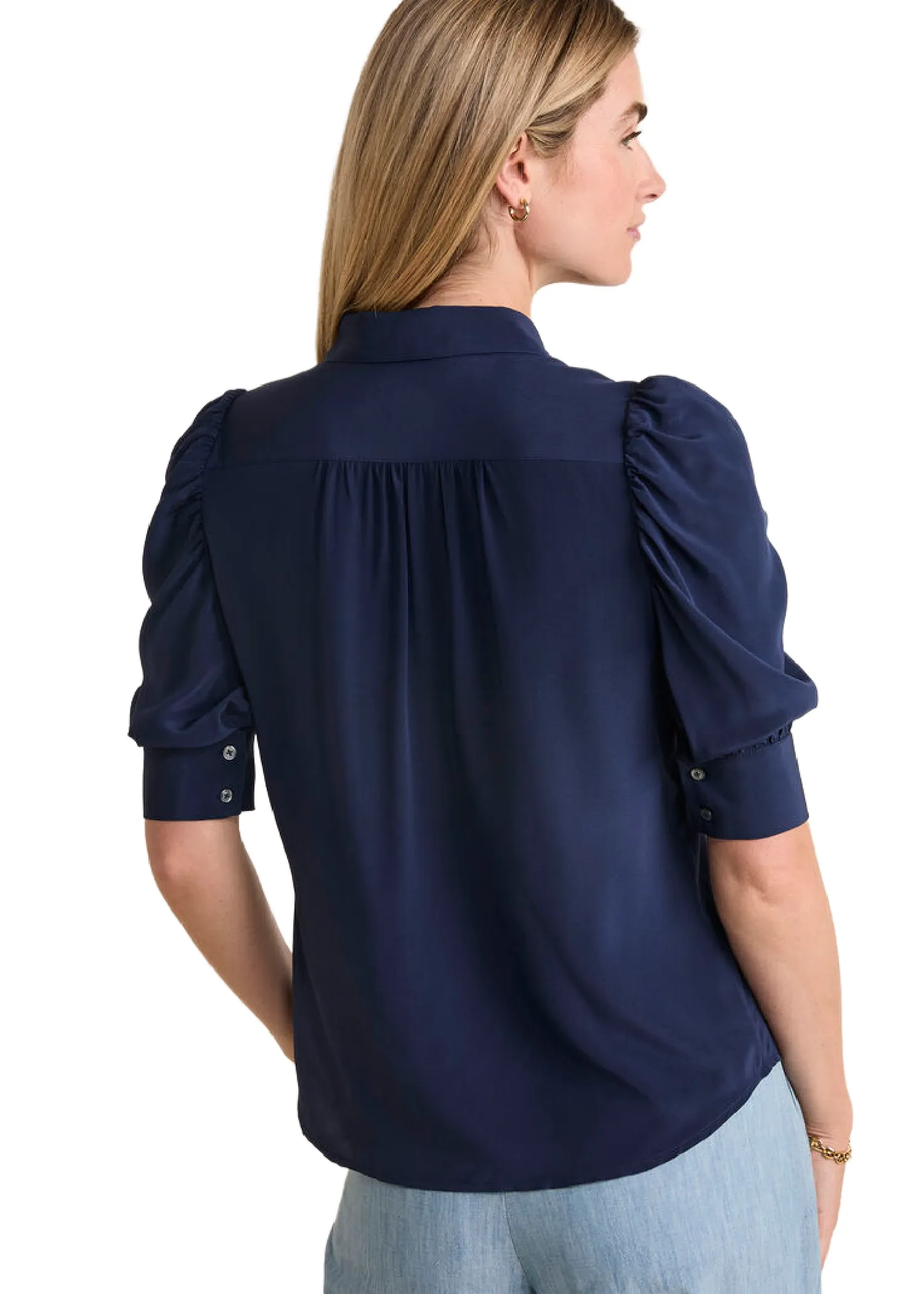 PUFF SLEEVE BUTTON FRONT TOP