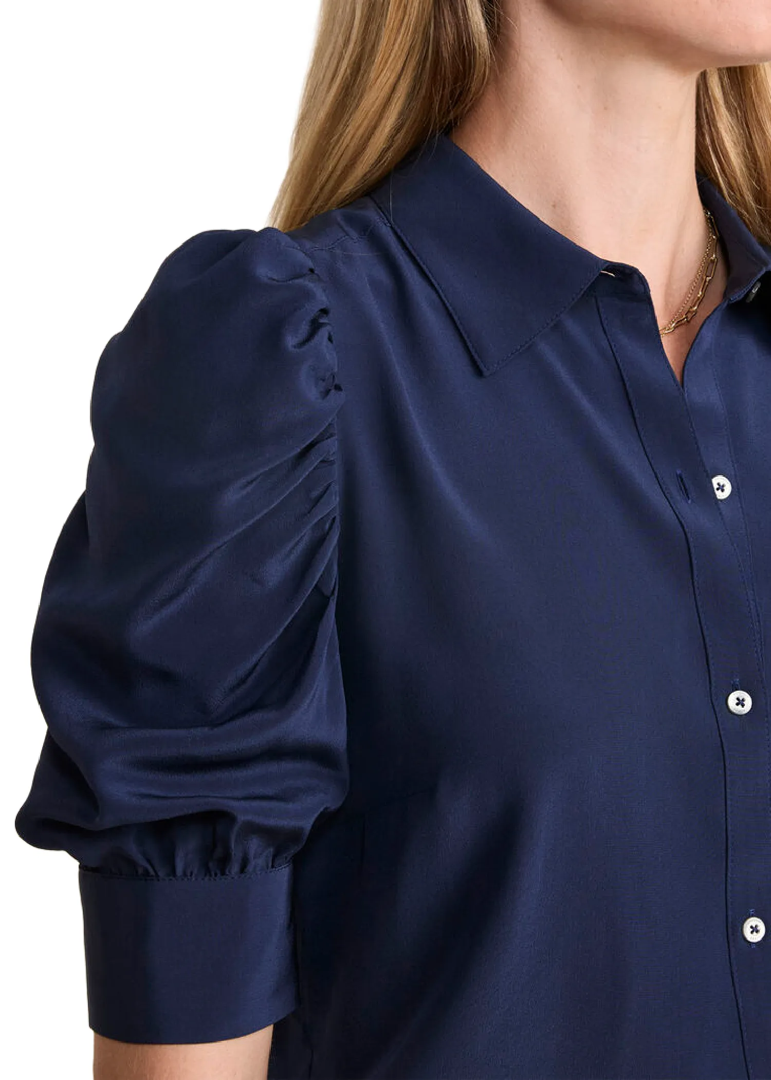 PUFF SLEEVE BUTTON FRONT TOP