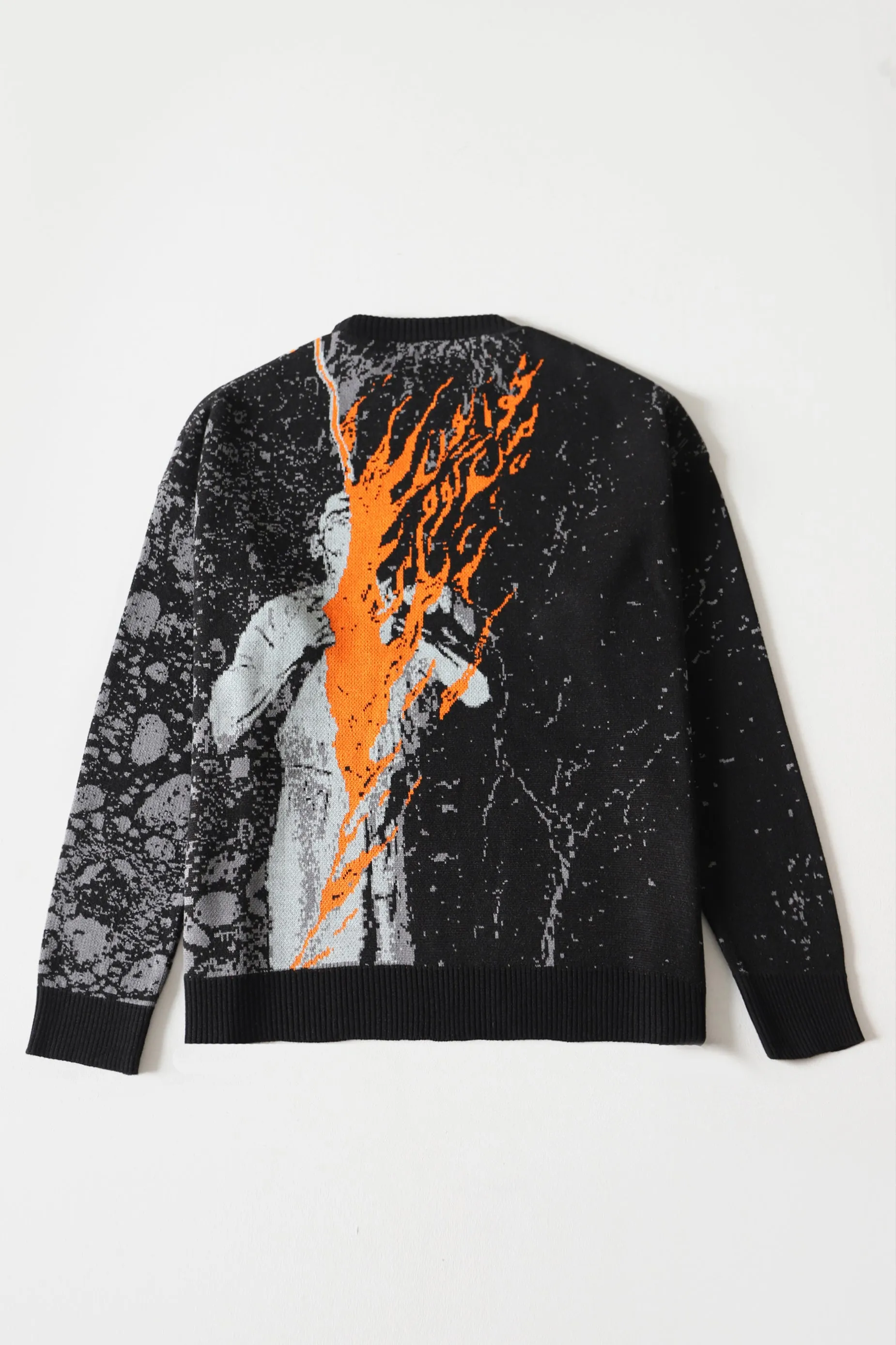 "FIRE OF MAN" JACQUARD KNIT SWEATER