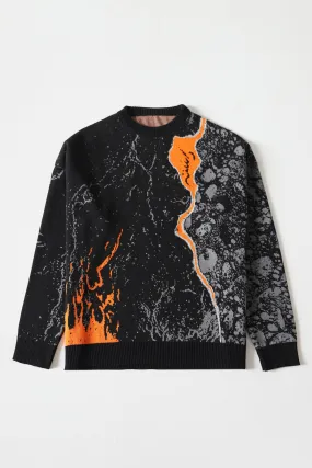 "FIRE OF MAN" JACQUARD KNIT SWEATER