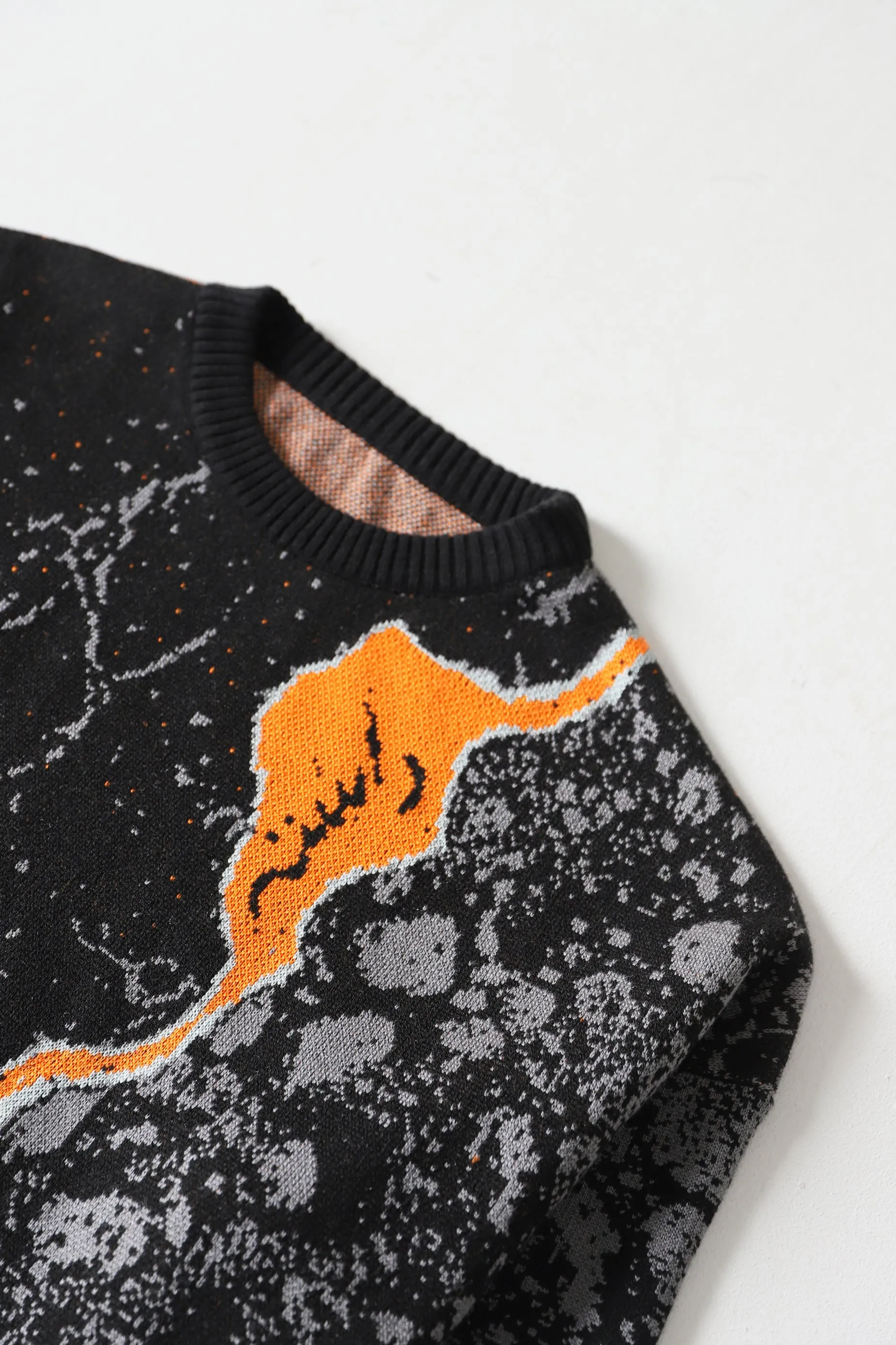 "FIRE OF MAN" JACQUARD KNIT SWEATER