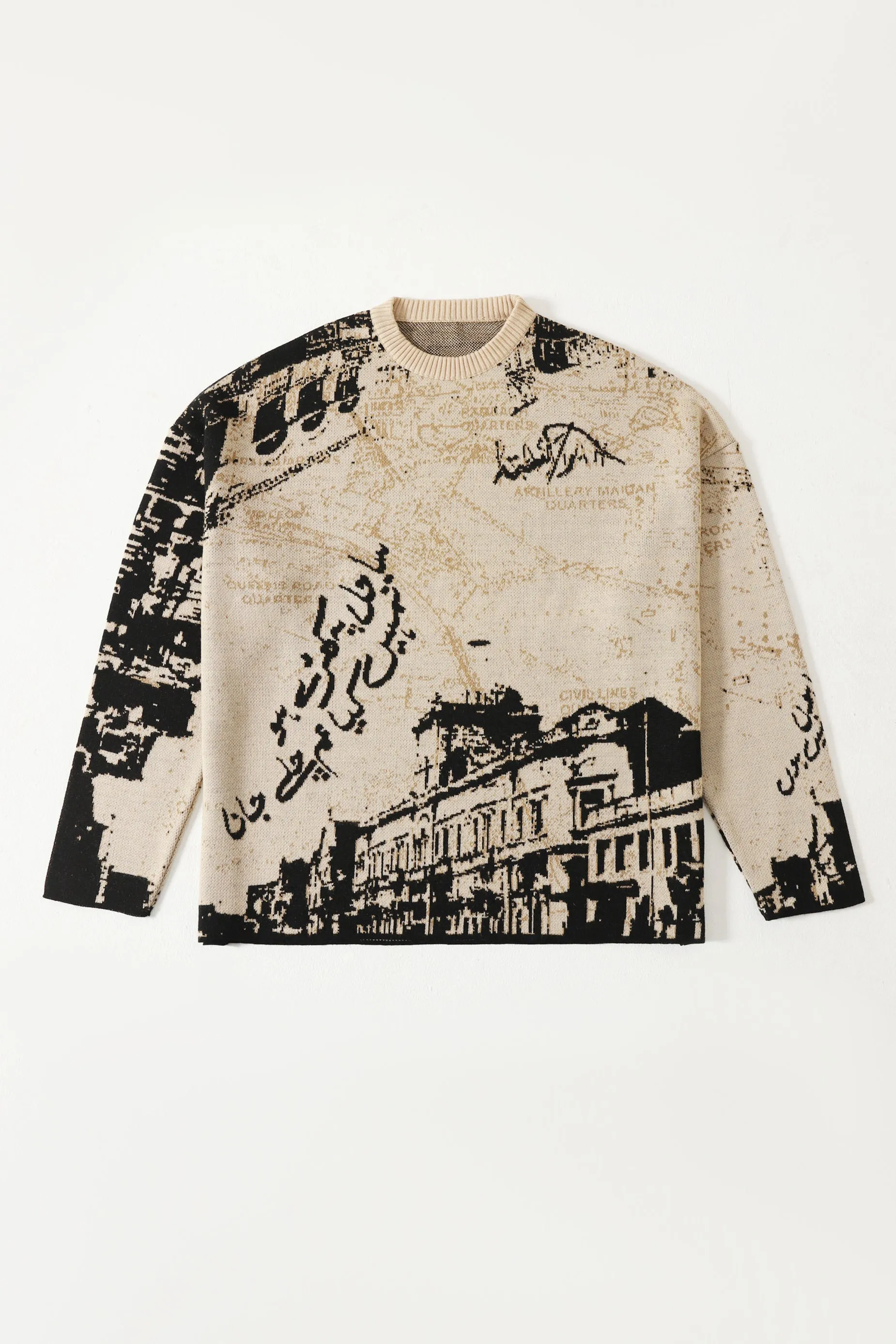 "FROM KARACHI WITH LOVE" JACQUARD KNIT SWEATER