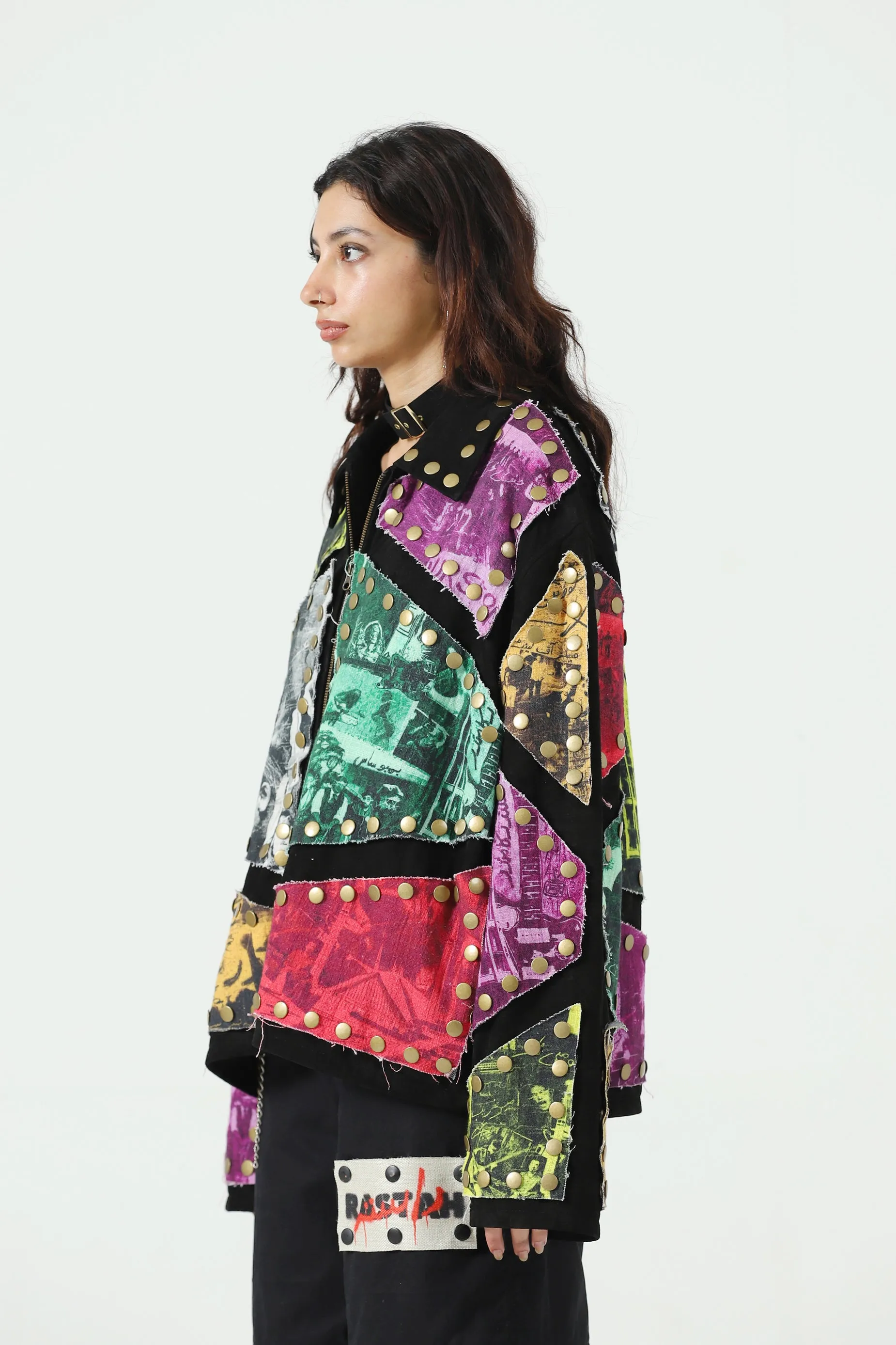 REVERSIBLE LEATHER PATCH JACKET