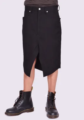 RICK OWENS MEN RU02D6345 WD SLIVERED SKIRT BLACK (New Season FW24)