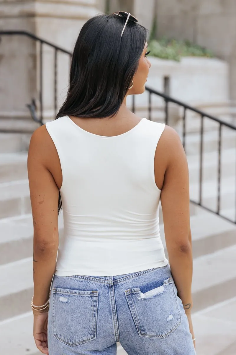 Seamless Double Layered Tank Top - White