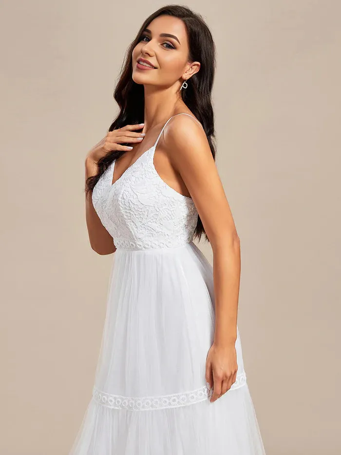 Spaghetti Straps Embroidery Wedding Dresses