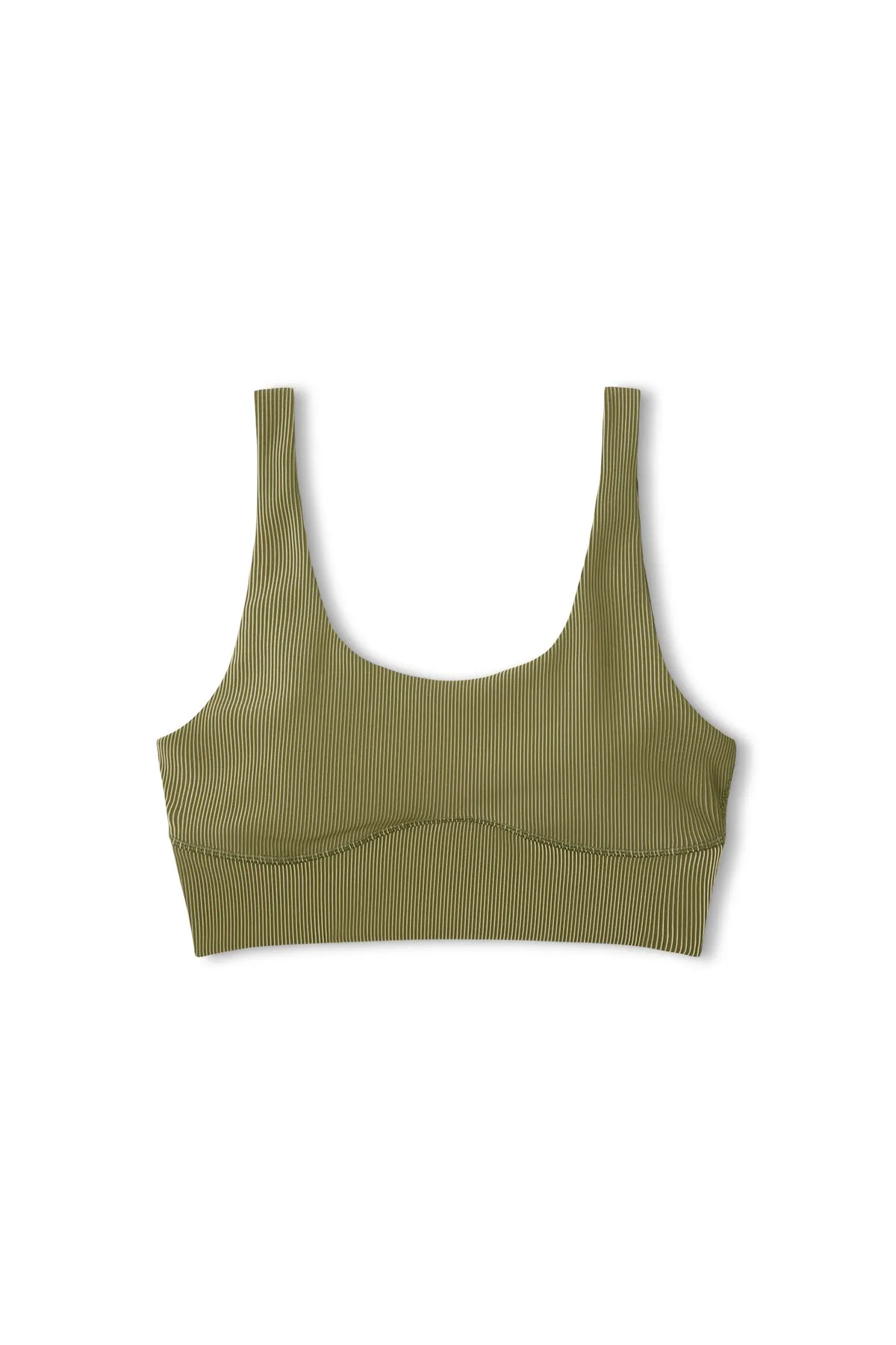 Stripe Rib Crop Top - Olive