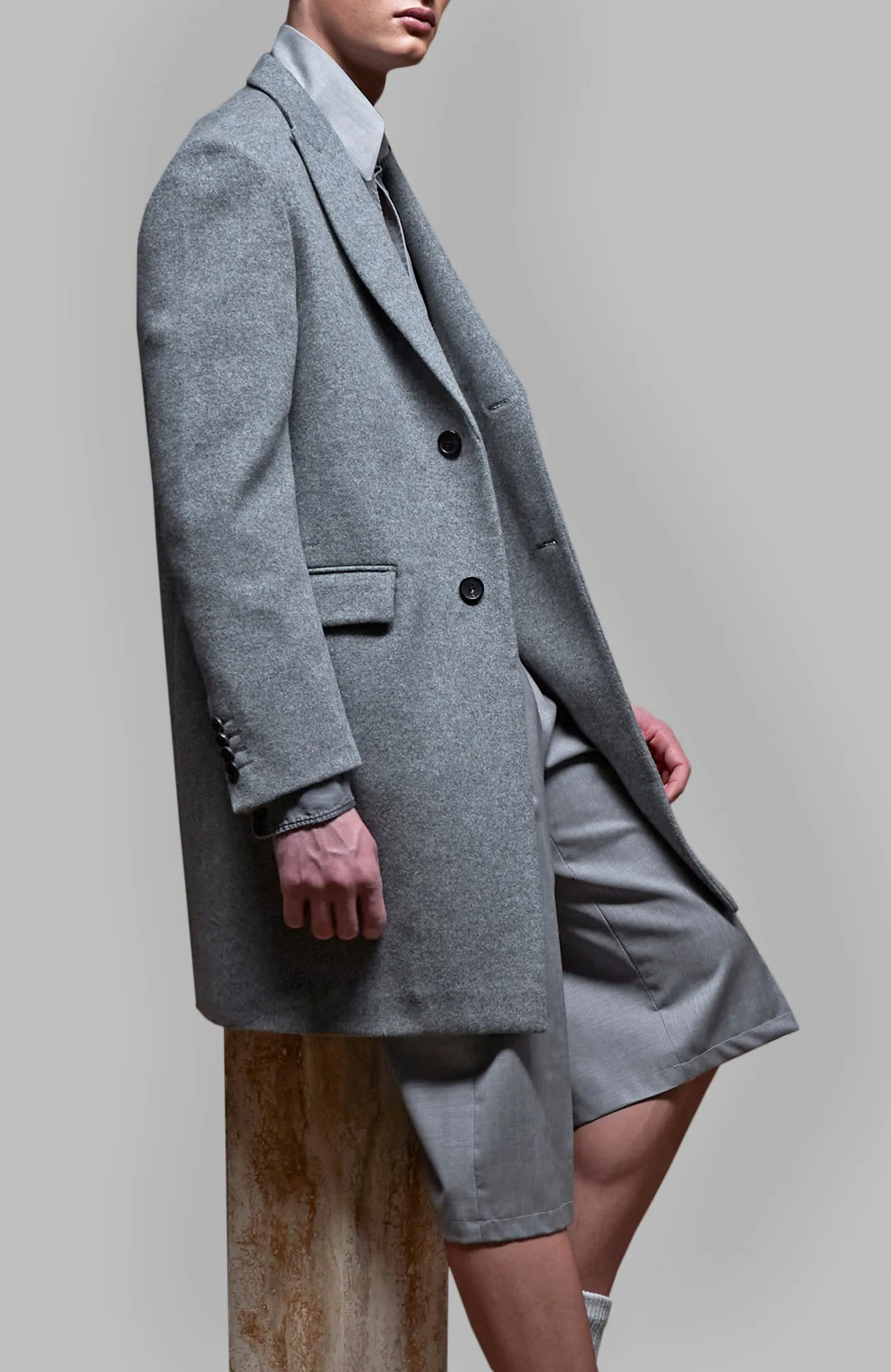 SUTTON LIGHT GRAY WOOL OVERCOAT