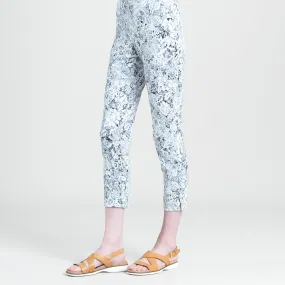 Textured Pull-On Capri - Floral Rain-Grey - Final Sale!