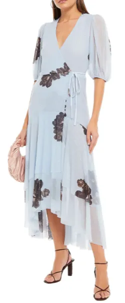 Tiered Floral Wrap Dress