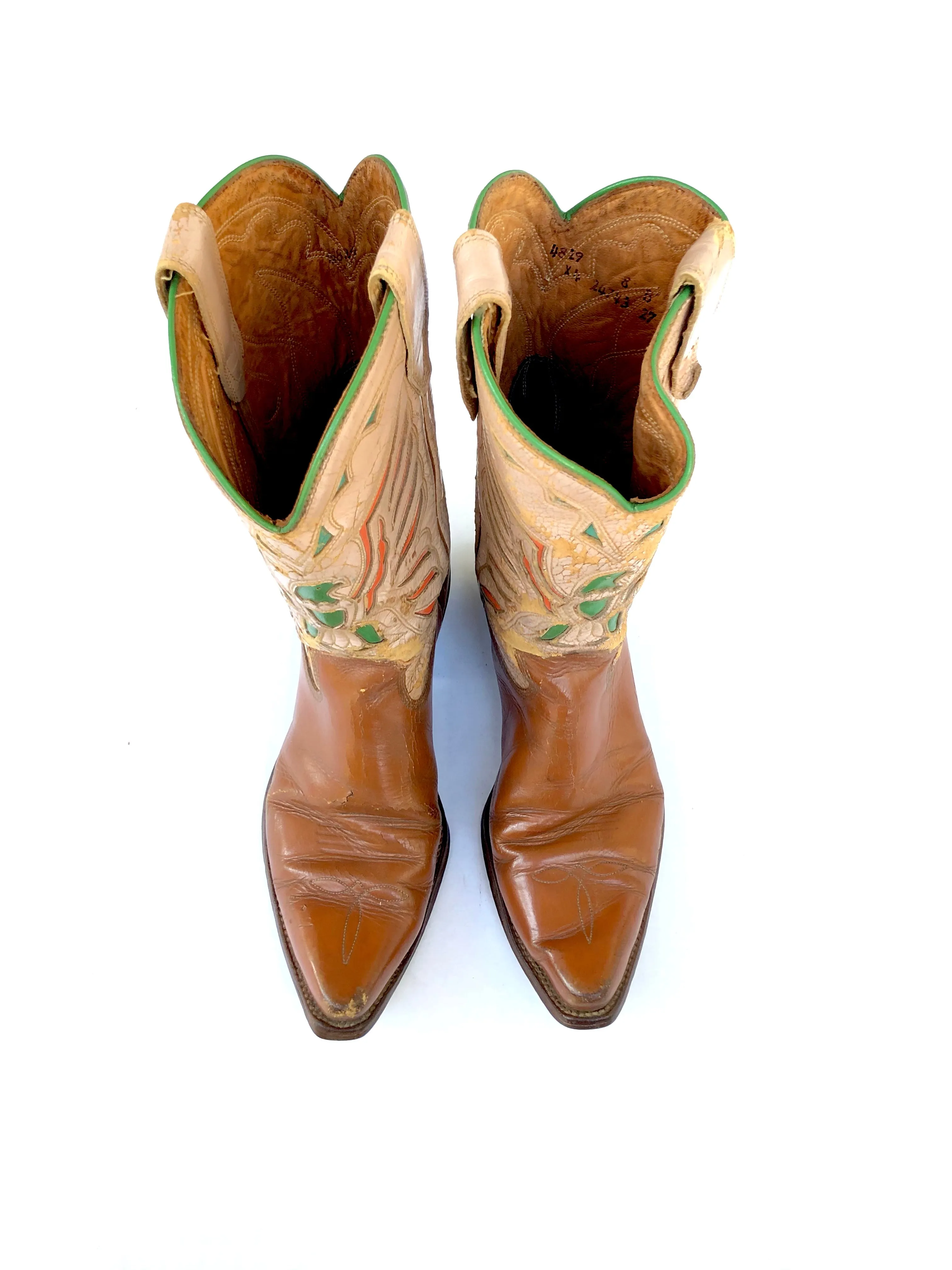 VINTAGE: 1950s Fire Bird Leather Cowboy Boots