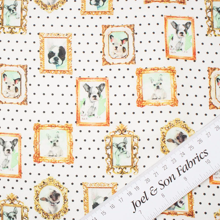 White 'Framed Dogs' Printed Silk Twill