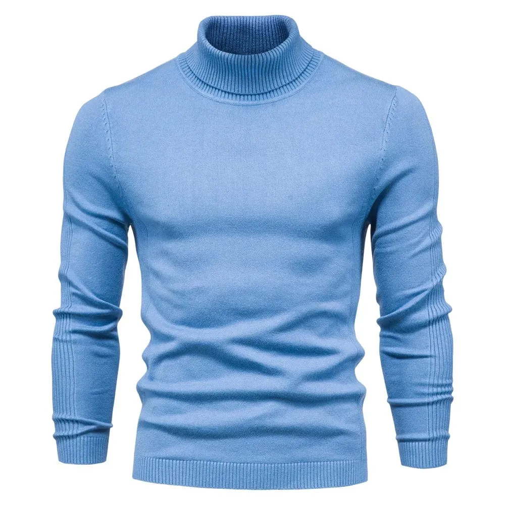 Winter Elegance: Casual Solid Colour Turtleneck Sweater for Men, Combining Quality, Warmth, and Slim Style