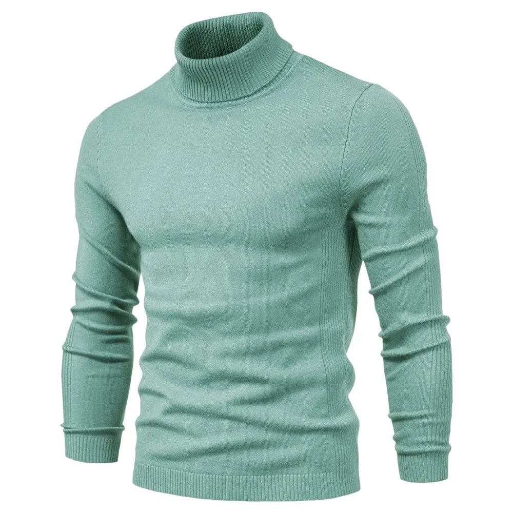 Winter Elegance: Casual Solid Colour Turtleneck Sweater for Men, Combining Quality, Warmth, and Slim Style