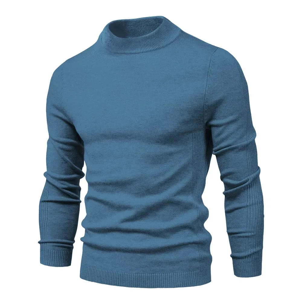 Winter Elegance: Casual Solid Colour Turtleneck Sweater for Men, Combining Quality, Warmth, and Slim Style