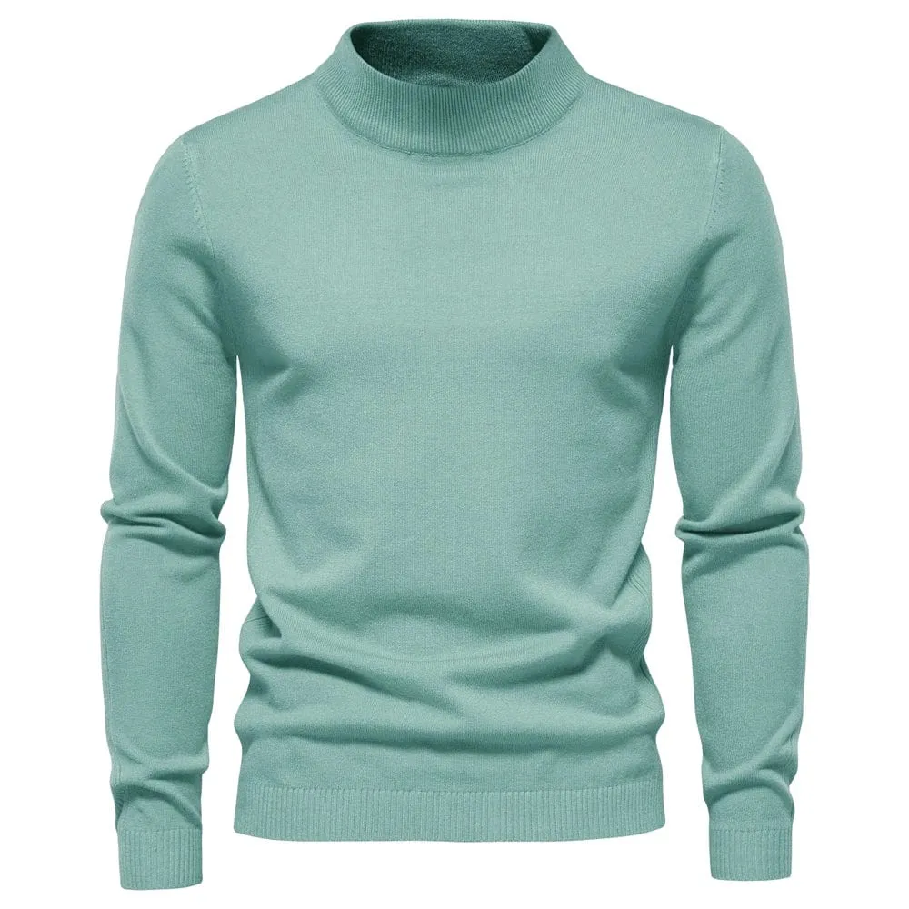 Winter Elegance: Casual Solid Colour Turtleneck Sweater for Men, Combining Quality, Warmth, and Slim Style