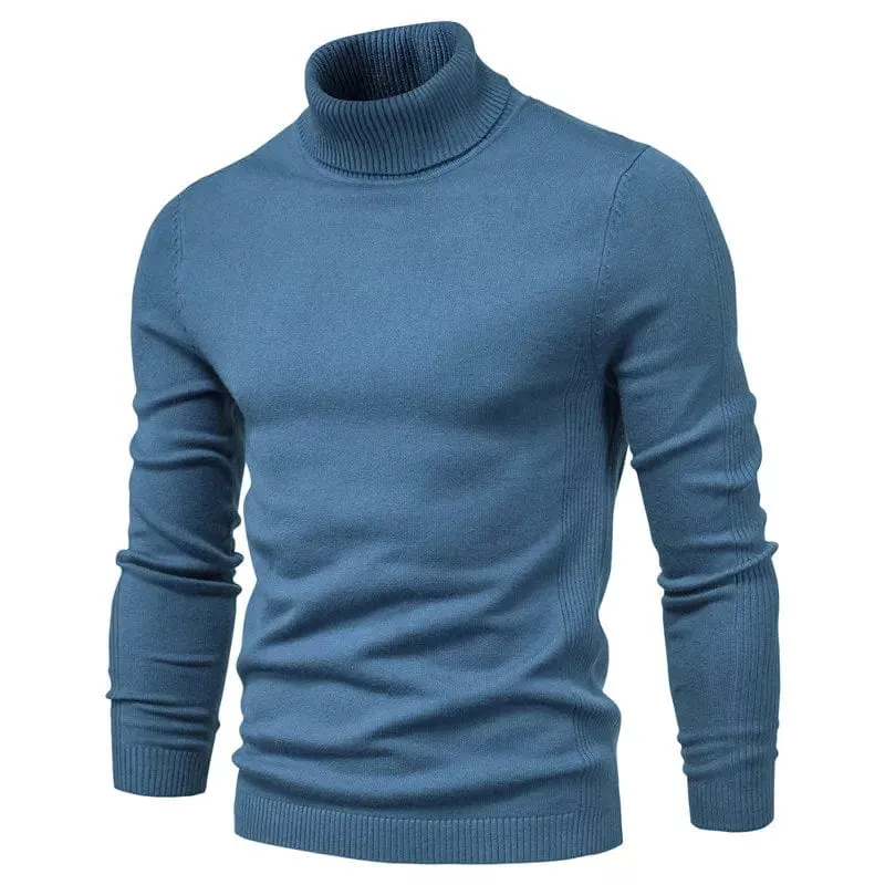 Winter Elegance: Casual Solid Colour Turtleneck Sweater for Men, Combining Quality, Warmth, and Slim Style