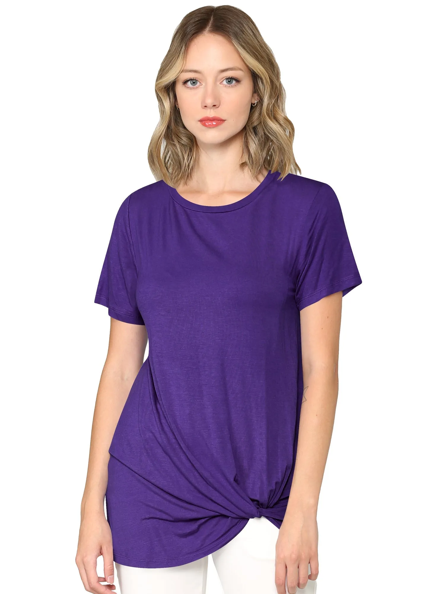 Women's Twist Front Short Sleeve Tunic Tee