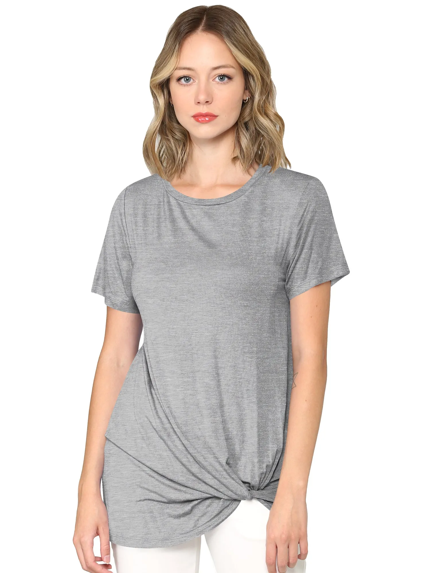 Women's Twist Front Short Sleeve Tunic Tee