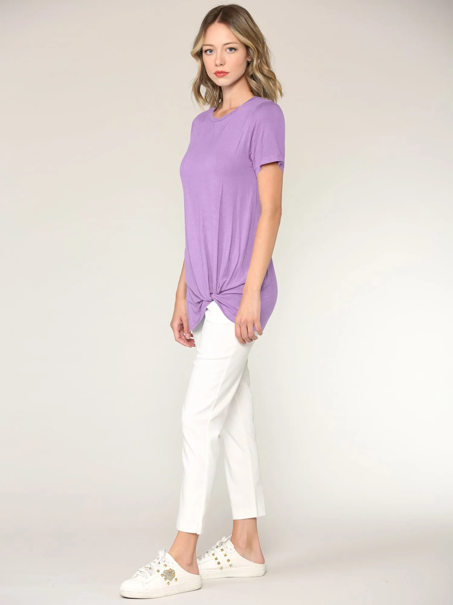 Women's Twist Front Short Sleeve Tunic Tee